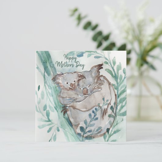 可愛いコアラベビーハグウォーターカラーアニマルマザーズデイ (スタンド正面)