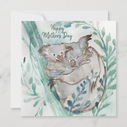 可愛いコアラベビーハグウォーターカラーアニマルマザーズデイ (正面)