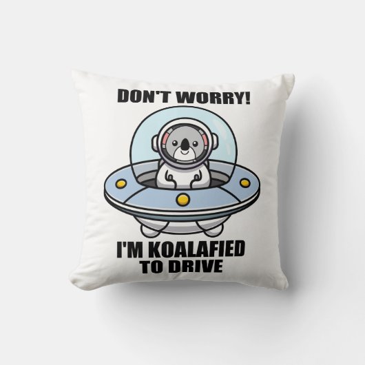 可愛いコアラ新しいドライバー私はUFOを運転することを宣言 クッション (正面)