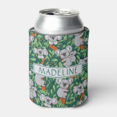 可愛いコアラ柄パーソナライズされたハンターグリーン 缶クーラー (缶正面)