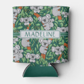 可愛いコアラ柄パーソナライズされたハンターグリーン 缶クーラー (正面)