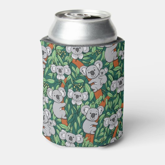 可愛いコアラ柄パーソナライズされたハンターグリーン 缶クーラー (缶裏面)