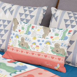 可愛いコアラ柄小さな女の子名付きピンク アクセントクッション