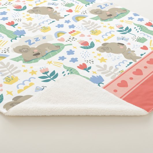 可愛いコアラ柄小さな女の子名付きピンク シェルパブランケット (3/4)