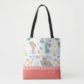 可愛いコアラ柄小さな女の子名付きピンク トートバッグ (正面)