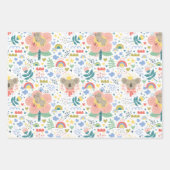可愛いコアラ柄小さな女の子名付きピンク ラッピングペーパーシート (正面3)