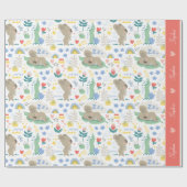 可愛いコアラ柄小さな女の子名付きピンク ラッピングペーパー (フラット)