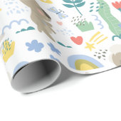 可愛いコアラ柄小さな女の子名付きピンク ラッピングペーパー (ロールコーナー)