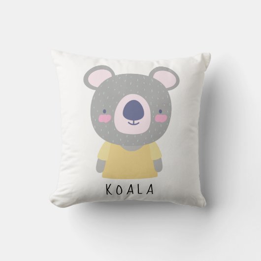 可愛いコアラ熊イラストレーション – カスタマイズ可能 クッション (正面)