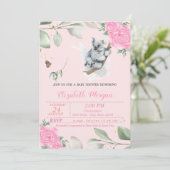 可愛いコアラ熊，葉フローラ，赤ちゃんシャワー 招待状 (スタンド正面)