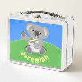 可愛いコアラ葉ベアイラストレーション メタルランチボックス (正面)