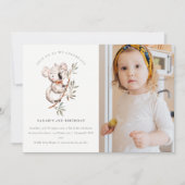 可愛いコアラ葉写真任意の年齢誕生日招待状 サンキューカード (正面)