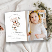 可愛いコアラ葉写真任意の年齢誕生日招待状 サンキューカード