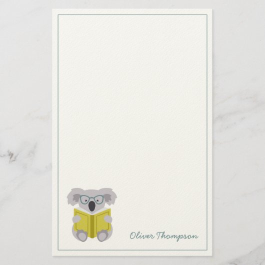 可愛いコアラ読の動物の子供の文房具紙 便箋 (正面)