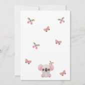 可愛いコアリティタイムコアラはピンクのティール（緑がかった色）の木の動物 招待状 (裏面)