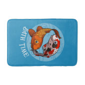 可愛いコイカープ入浴時間！泳ぐ魚の漫画 バスマット (正面)