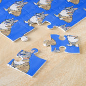 可愛いコギ犬の模様(青) ジグソーパズル (側面)