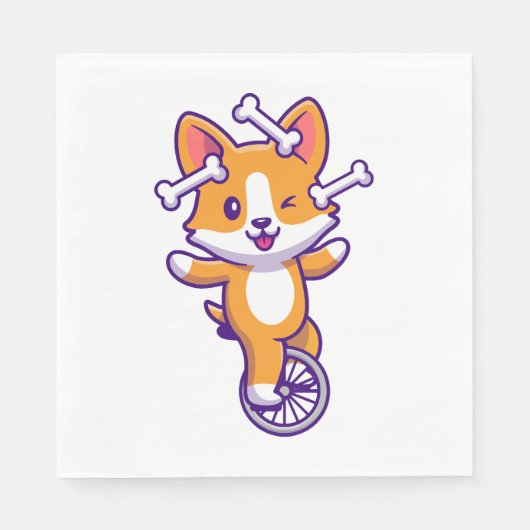 可愛いコギ犬の骨サーカス スタンダードランチョンナプキン (正面)