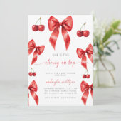 可愛いコケットさくらんぼオントップベイビーシャワーレッド 招待状 (スタンド正面)