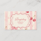 可愛いコケットさくらんぼオントップベビーシャワーレジストリ エンクロージャーカード (正面)