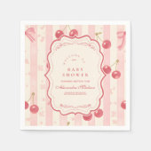 可愛いコケットさくらんぼオントップベビーシャワー スタンダードカクテルナプキン (正面)