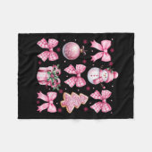 可愛いコケットクリスマスピンク弓サンタ・ジンジャーブレア フリースブランケット (正面(横))