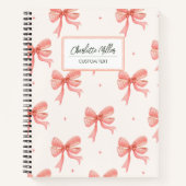 可愛いコケットピンク弓スパイラル ノートブック (正面)