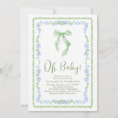 可愛いコケット弓水カラーベビーシャワー 招待状 (正面)