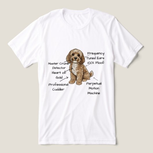 可愛いコッカプーの解剖図 犬好きへのギフト トライブレンドTシャツ (デザイン正面)