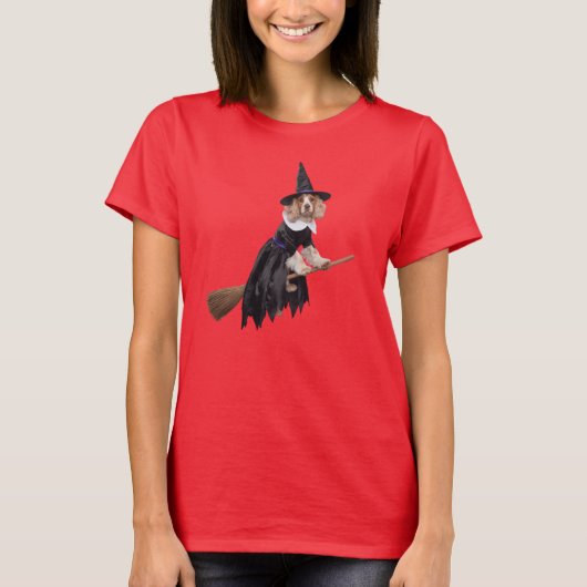 可愛いコッカー・スパニエル魔女 Tシャツ (正面)