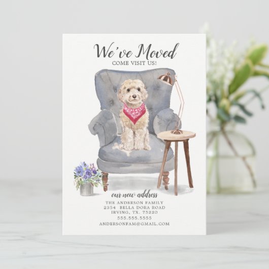 可愛いコックポウドッグ引っ越しました移動告知 案内状 (スタンド正面)