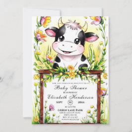 可愛いコテージお洒落カウベイビーシャワー 招待状