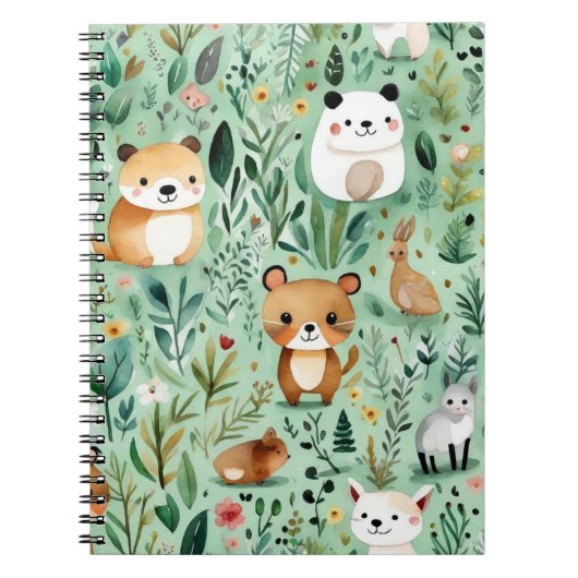 可愛いコテージコアグリーンフィールド磁気フレーム ノートブック (正面)