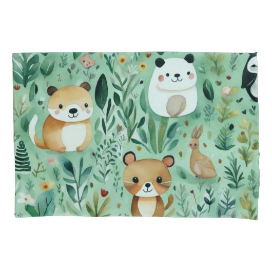 可愛いコテージコアグリーンフィールド磁気フレーム 枕カバー (正面)