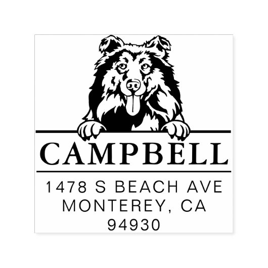 可愛いコリーカスタムドッグアドレススタンプ セルフインキングスタンプ (デザイン)