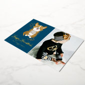 可愛いコルギとストリングライト写真ハッピーハヌカー 箔シーズンカード (回転した状態)