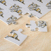 可愛いコルギドッグパターングレー背景 ジグソーパズル (側面)