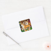 可愛いコルギ一家 スクエアシール (封筒)