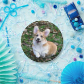 可愛いコルギ犬が飛び跳ねる ペーパープレート (パーティー)