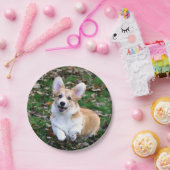 可愛いコルギ犬が飛び跳ねる ペーパープレート (パーティー)
