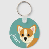 可愛いコルギ犬パーソナライズされた好き キーホルダー (正面)