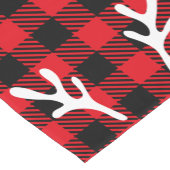 可愛いコントラストバッファローチェックパターン黒レッドディアー ショートテーブルランナー (コーナー)