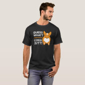 可愛いコーギおもしろいス – 何だと思う？コーギお尻! Tシャツ (正面フル)