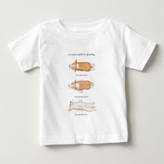 可愛いコーギの子犬のガイドsplootingベビーのTシャツ ベビーTシャツ (正面)