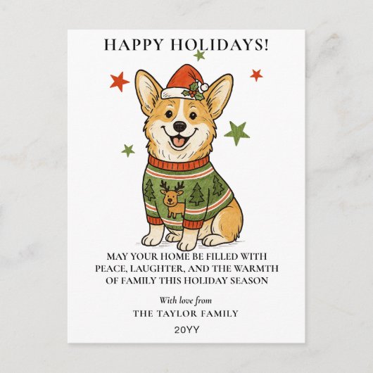 可愛いコーギーだらしないトナカイセーター クリスマス (正面)