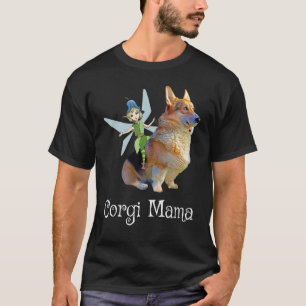 可愛いコーギー ママ ペンブローク ウェルシュコーギー と妖精 レトロ Tシャツ