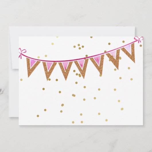 可愛いコーギ🐶子犬ピンク写真第1誕生日 招待状 (裏面)