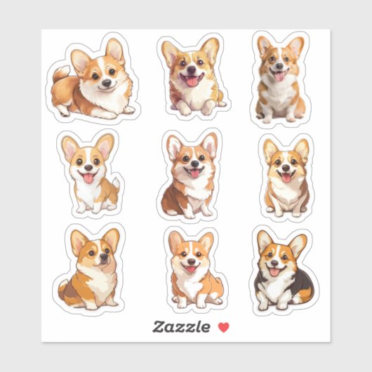 可愛いコーギ犬のステッカー シール (シート)