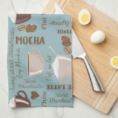 可愛いコーヒーカップクリームカフェイン粒茶色ハート キッチンタオル (四つ折り)