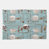 可愛いコーヒーカップクリームカフェイン粒茶色ハート キッチンタオル (横)